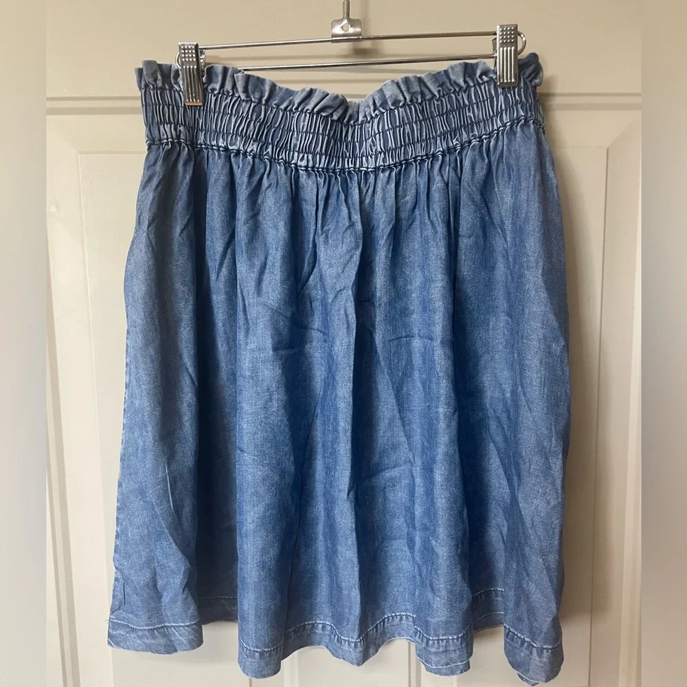 Wash Lab “Breezy Soft Denim Pleated Skirt” WL1423S – Victor Blue – Size L – NWT - Picture 3 of 6